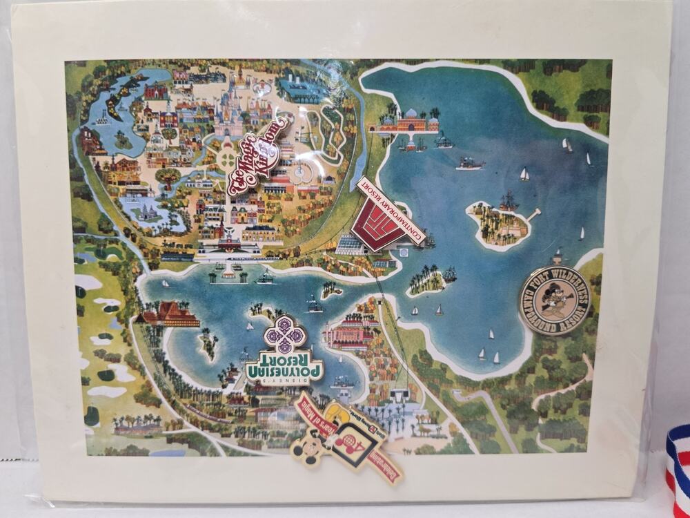 Disney CAST MEMBER 40th anniversary Contemporary Bay Lake area map 5 Pin Set